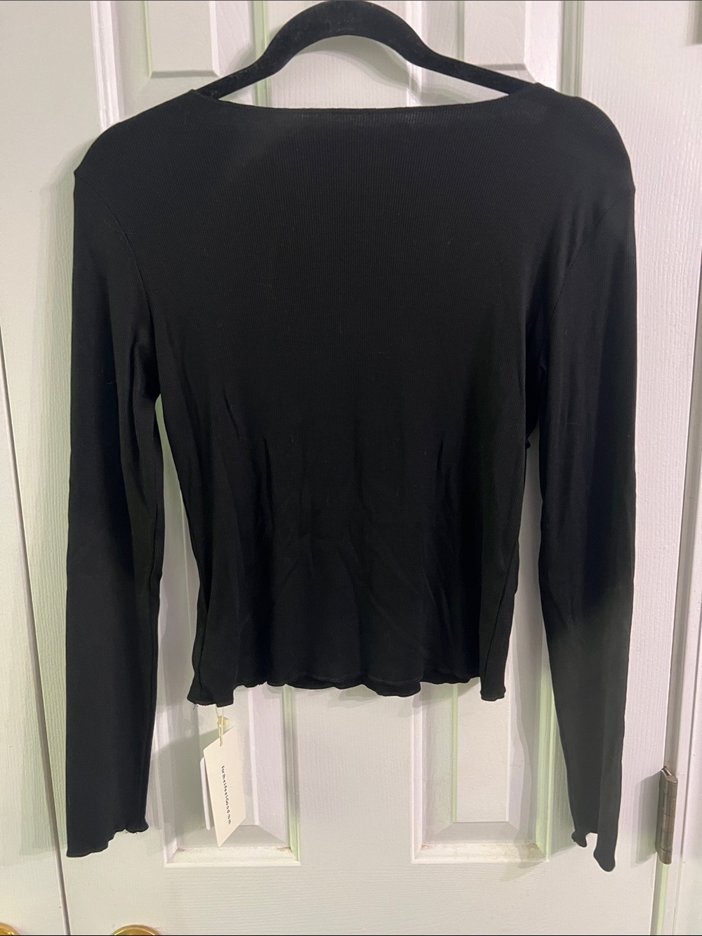 Commense Black Paneled Seamed Long Sleeve Top - Picture 3 of 3